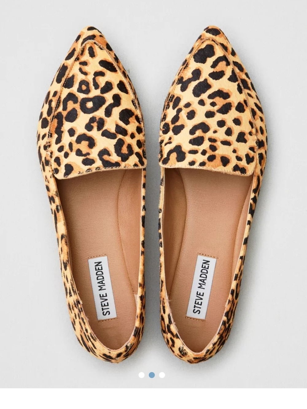 Steve Madden Leopard Print Pointed Loafers Flats Sz 6 Cow Hair Comfort Shoe New